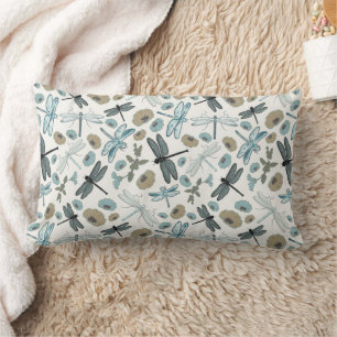 Chic And Stylish Dragonflies And Flowers Pattern Lumbar Pillow