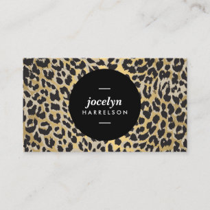 Chic and Stylish Gold Leopard Print Business Cards
