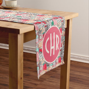 Chic and Trendy French Theme Montage Monogram Short Table Runner