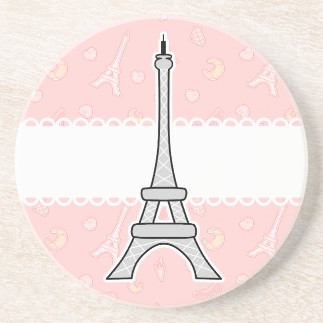 Chic and trendy girly Paris Eiffel tower Coaster (Front)