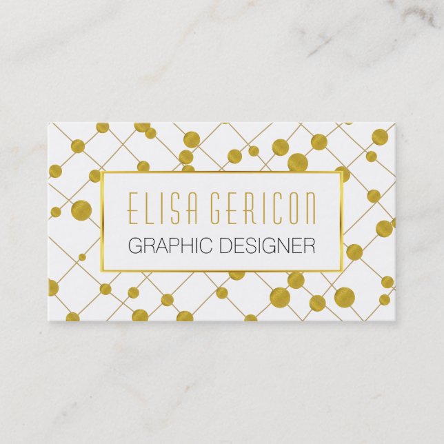 Chic and trendy gold foil beads pattern and frame business card (Front)