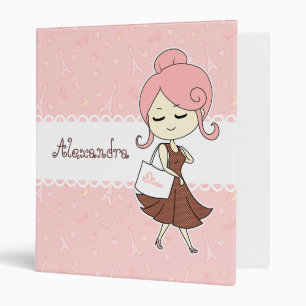 Chic and trendy Paris Eiffel tower Girly girl Binder