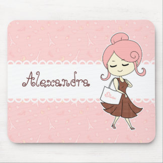 Chic and trendy Paris Eiffel tower Girly girl Mouse Pad
