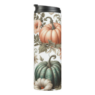 Chic and unique custom name floral pumpkin pattern thermal tumbler