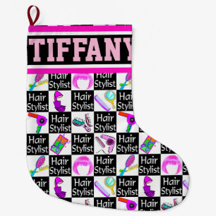 CHIC AND UNIQUE PERSONALIZED HAIR STYLIST LARGE CHRISTMAS STOCKING