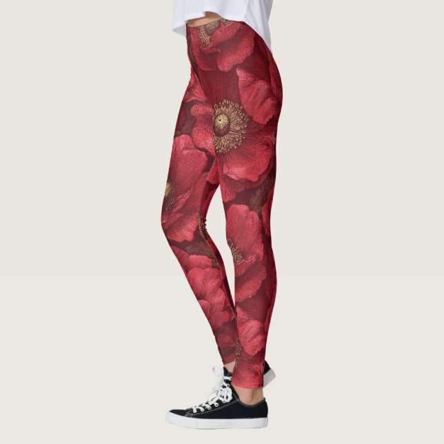 Chic Anemones Accent Active Yoga Leggings (Left)