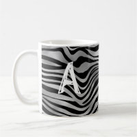 Chic Animal Print Black Grey Tiger Stripe Monogram