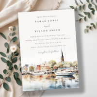 Chic Annapolis Maryland Watercolor Wedding