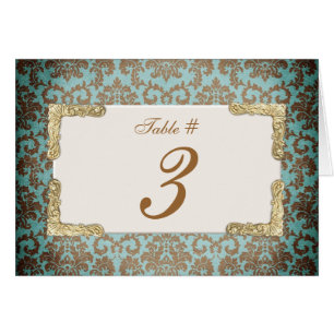 Chic Antique French Damask Wedding Table Number