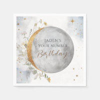 Chic Any Birthday Number, Celestial Moon and Stars