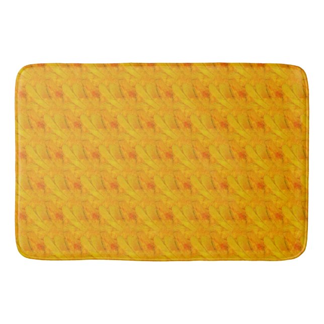 Chic Apricot Crush Abstract Floral Bath Mat (Front)