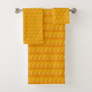 Chic Apricot Crush Abstract Floral Bath Towel Set