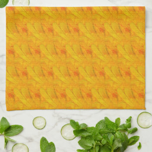 Chic Apricot Crush Abstract Floral Kitchen Towel