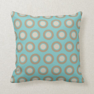 Chic Aqua and Cream Circles Throw Pillow