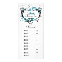 chic aqua, black and white Services rack card