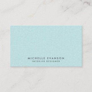 Chic Aqua Blue Linen Simple Professional Business Card