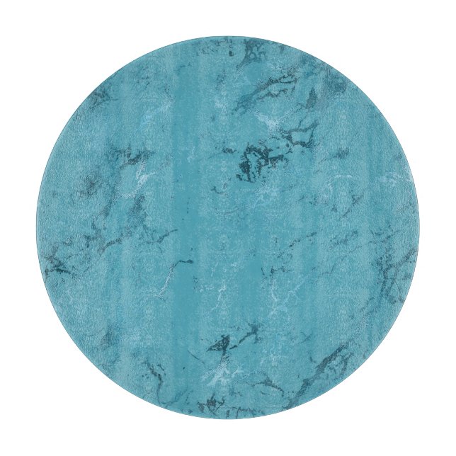 Chic Aqua Blue Marble Wedding Cutting Board (Front)