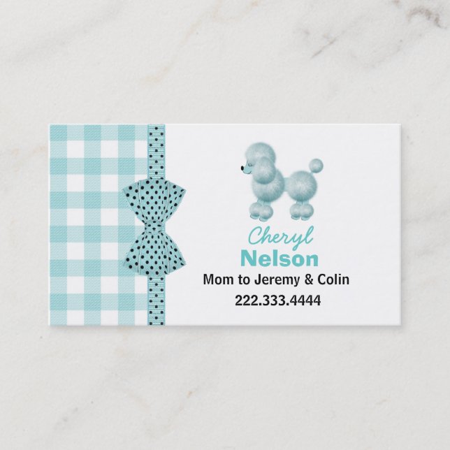 Chic Aqua French Poodle Mommy Card (Front)