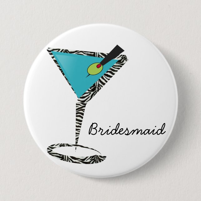 chic aqua martini 3 inch round button (Front)