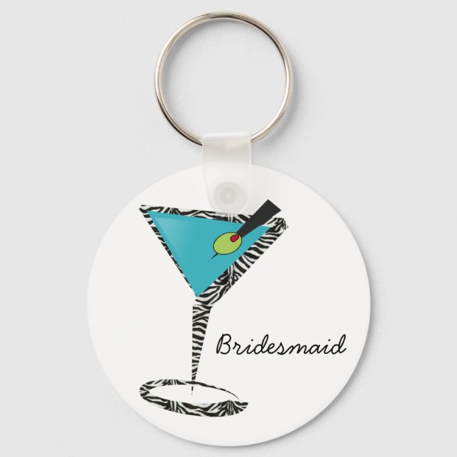 chic aqua martini keychain (Front)
