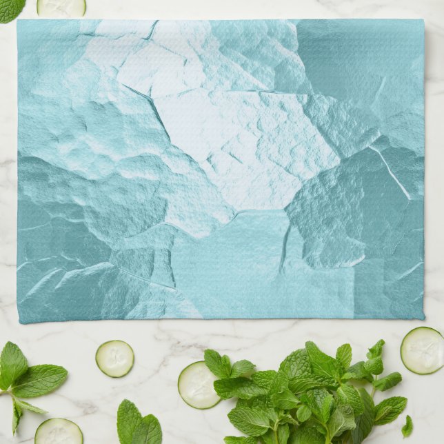 Chic Aqua Mint Blue Glam Kitchen Towel (Folded)