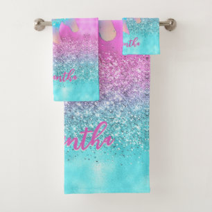 Chic Aqua Pink Unicorn Parties scintillant de glam