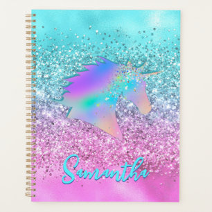 Chic Aqua Pink Unicorn Parties scintillant de glam
