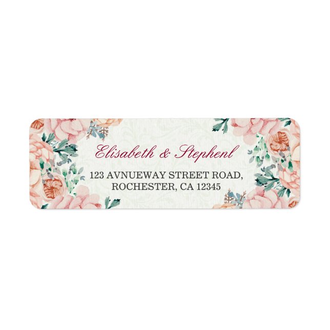 Chic Aquarelle Botanique Floral Mariage Adresse (Devant)