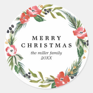Chic Aquarelle Floral Holiday sticker