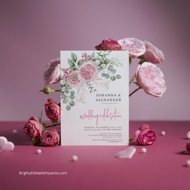 Chic Aquarelle Peony Elegance Faire-part de mariag (Elegance unfolds in every petal. Customize your love story with our Chic Watercolor Peony invite.)