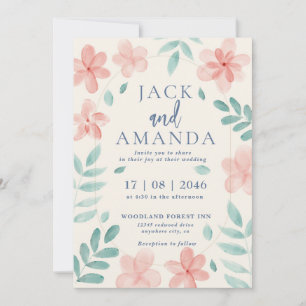 Chic Aquarelle rose Floral Faire-part de mariage
