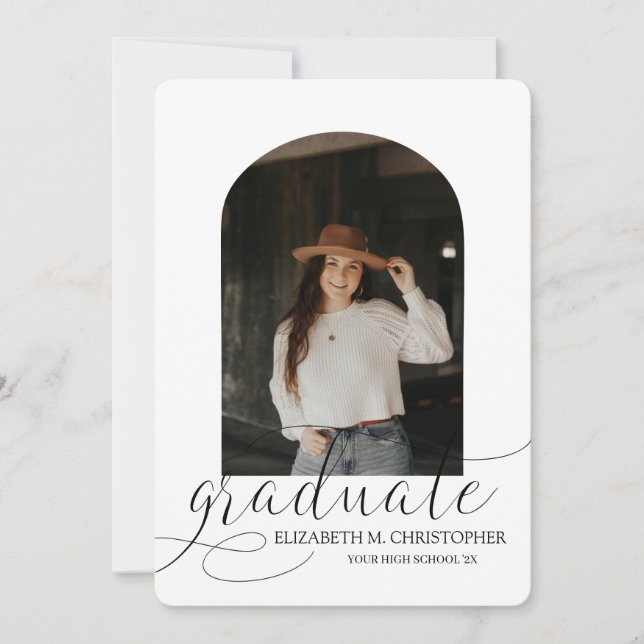 Chic Arch 5 Photo Collage Graduation Announcement (Front)