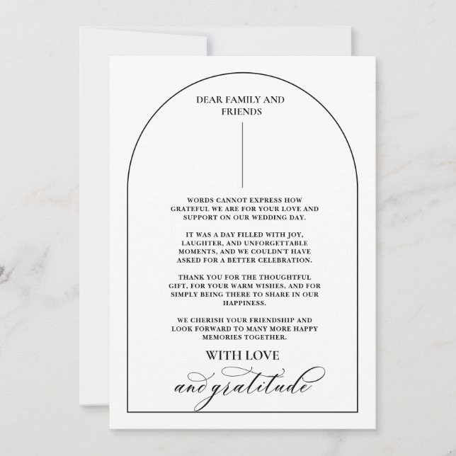 Chic Arch Modern Stylish Elegant Thank You Card (Front)
