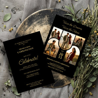 Chic Arched Collage Double Grads Twins TMF26 Invitation