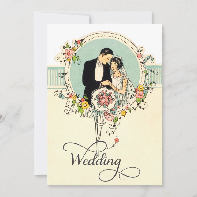 Chic Art Deco 1920's Bride & Groom Wedding Invitation (Front)
