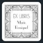 Chic Art Deco Personal Name Ex Libris Bookplate Square Sticker<br><div class="desc">Elevate your library with our exquisite Art Deco style Ex Libris bookplate, featuring a stylish frame and sleek, modern Deco typography. Perfect for book lovers and collectors, this elegant bookplate adds a touch of sophistication and personalization to your cherished volumes. Crafted with precision and designed to impress, our Ex Libris...</div>