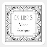 Chic Art Deco Personal Name Ex Libris Bookplate
