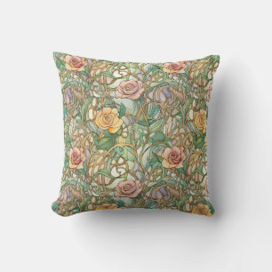 Chic art nouveau roses throw pillow