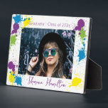 Chic Artistic Spatter Paint Graduate 5x7 Desktop  Plaque<br><div class="desc">An boldly colorful spatter paint edged photo frame for the more artistic High School or College/University Grad! Matching Grad invitation & thank you card in my store!</div>