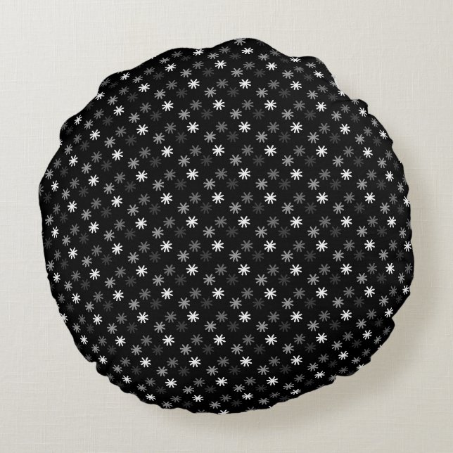  Chic Asterisks - Classic - Black Background  Round Pillow (Back)