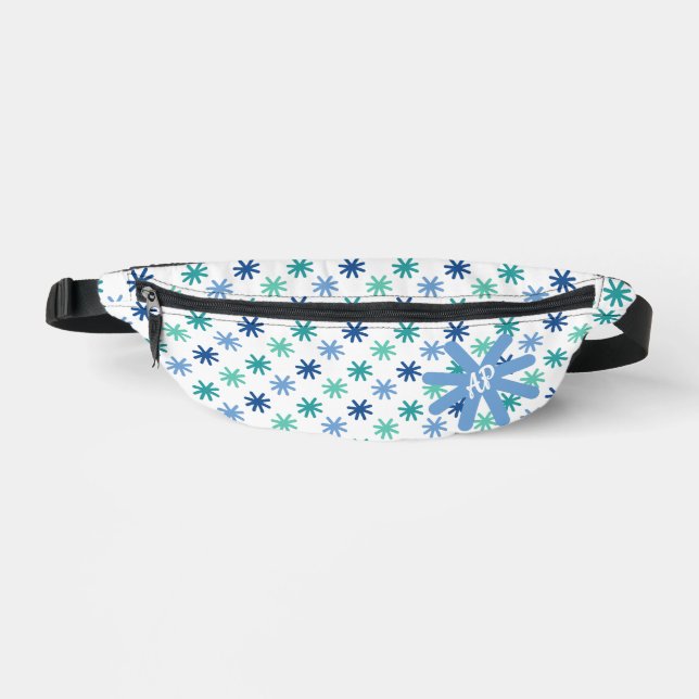 Chic AsteriskS Ocean Colours On White-Personalize Fanny Pack (Front)