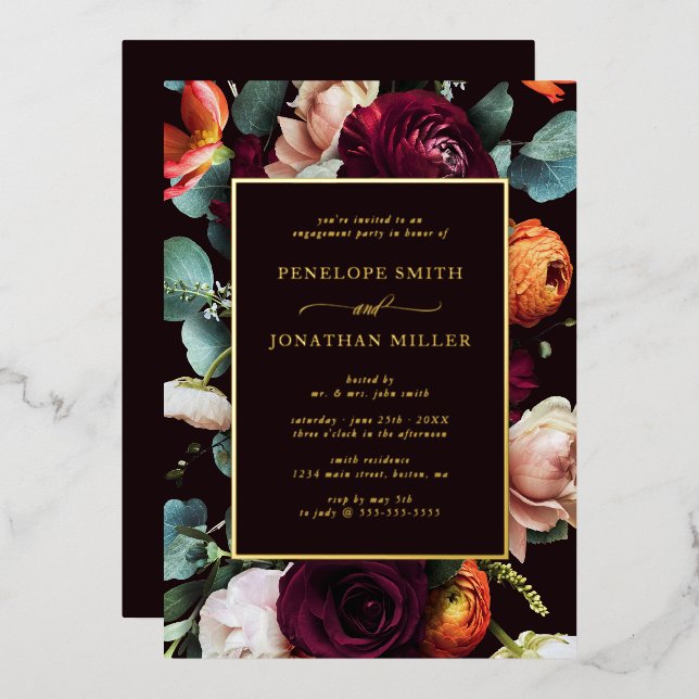 Chic Autumn Eucalyptus Floral Engagement Party (Front/Back)