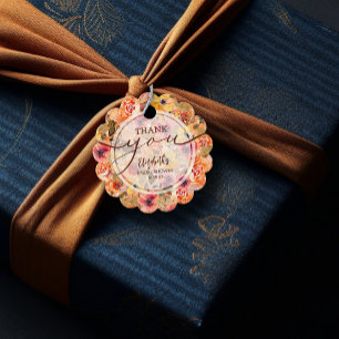 Chic Autumn Floral Bridal Shower Thank You Favour Tags