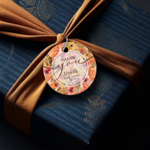 Chic Autumn Flowers Bridal Shower Thank You Favour Tags
