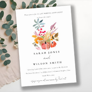 Chic Autumn Harvest Pumpkin Wedding Anniversary Invitation