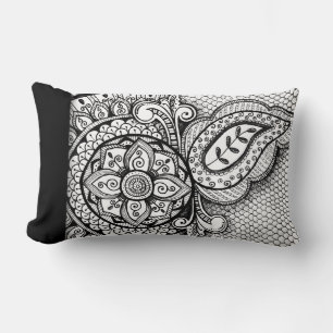 Chic Aztec Exotic Ethnic Tribal Ikat Batik Pattern Lumbar Pillow