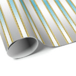 Chic Baby Blue Stripes on Silver Background Wrapping Paper<br><div class="desc">Chic Luxe Baby Gift Wrapping Paper. This Very Elegant Baby Blue edged in a gold glitter effect situated on a silver background wrapping paper design is perfect for Baby Shower for boys, Christmas, Wedding, Birthday or actually any occasion - would be great for any elegant party or Anniversary party as...</div>