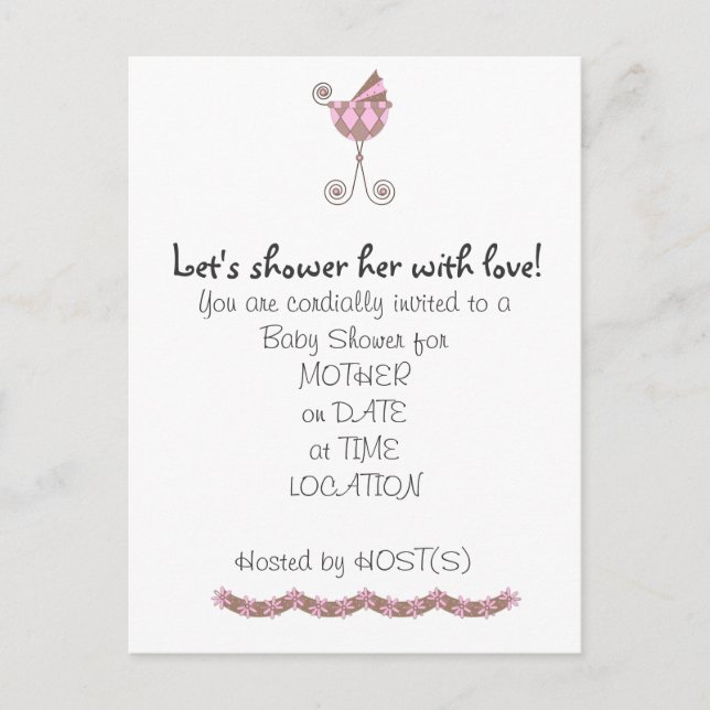 Chic Baby Coach Baby Shower Invitation Postcard (Front)