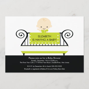 Chic BABY in Crib Baby Shower Invitation Green