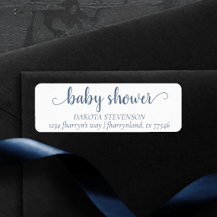 Chic Baby Shower   Dusty Slate Blue Return Address